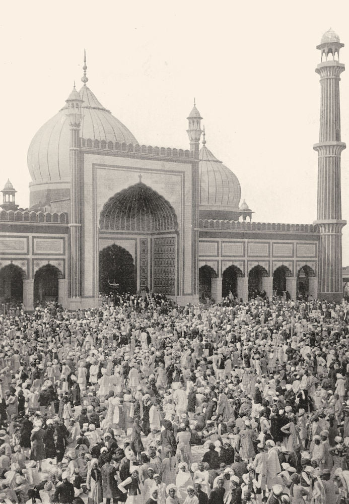 INDIA. The Jama Masjid, Delhi;  1900 old antique vintage print picture